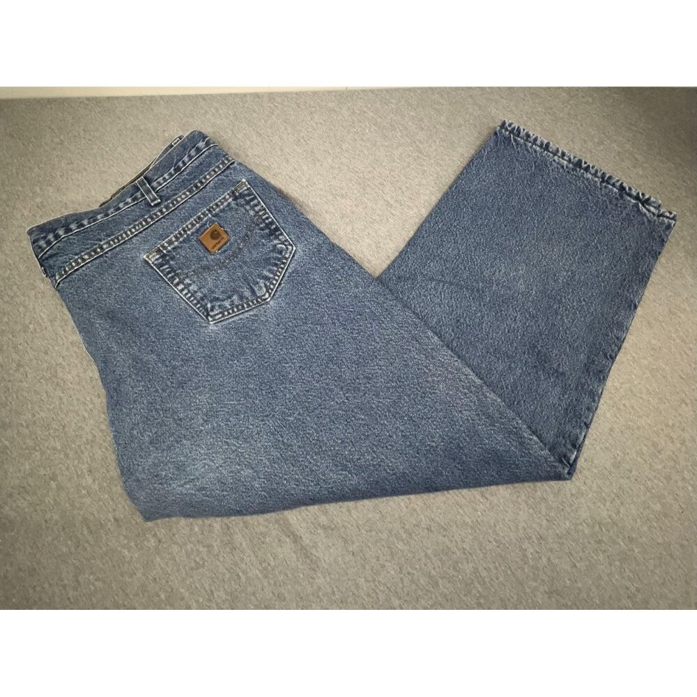 Carhartt Jeans Mens 46x30 Blue Relaxed Insulated Lined Thermal Denim Work Pants